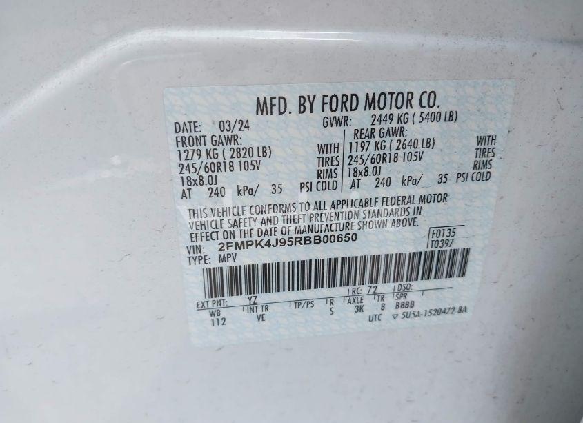 Photo 9 of 2024 Ford Edge SEL (VIN 2FMPK4J95RBB00650)