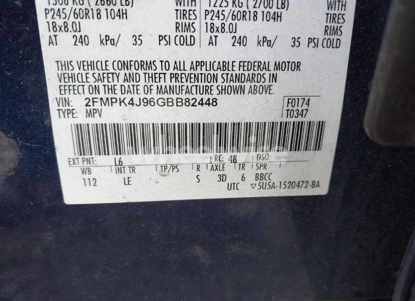 Photo 9 of 2016 Ford Edge SEL (VIN 2FMPK4J96GBB82448)