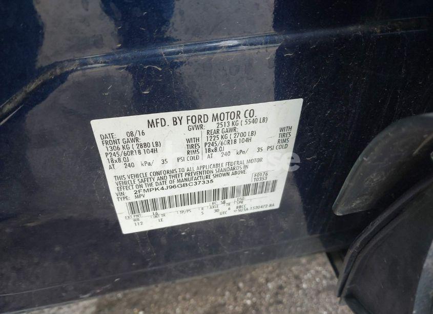 Photo 9 of 2016 Ford Edge SEL (VIN 2FMPK4J96GBC37335)