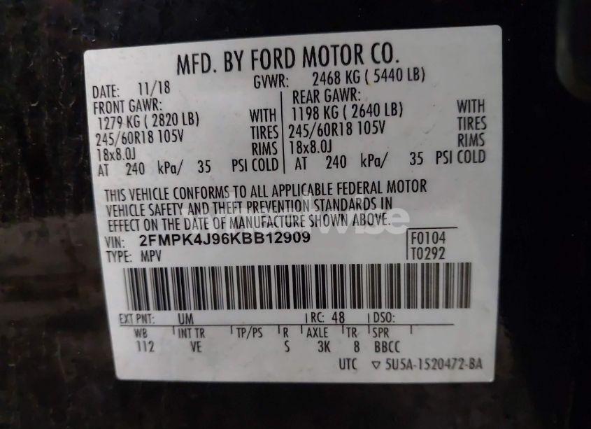 Photo 9 of 2019 Ford Edge SEL (VIN 2FMPK4J96KBB12909)