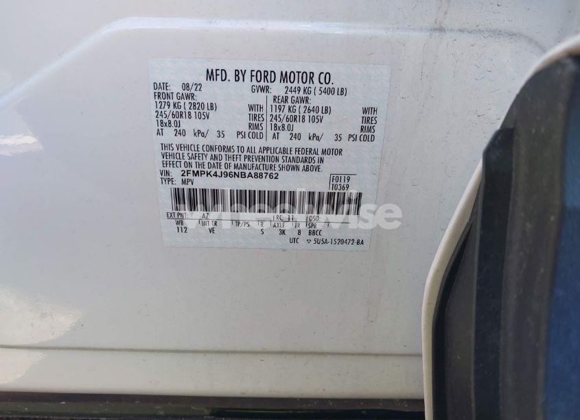 Photo 9 of 2022 Ford Edge SEL (VIN 2FMPK4J96NBA88762)