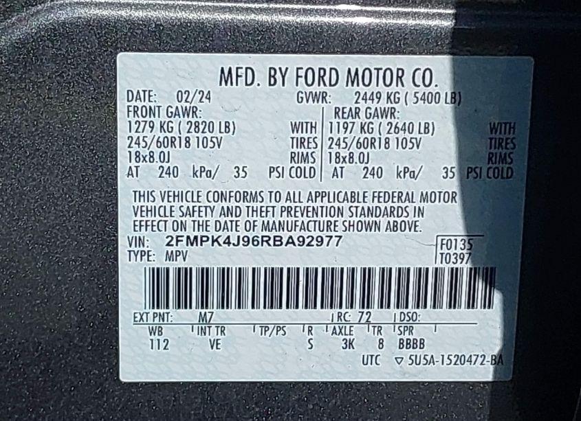 Photo 9 of 2024 Ford Edge SEL (VIN 2FMPK4J96RBA92977)