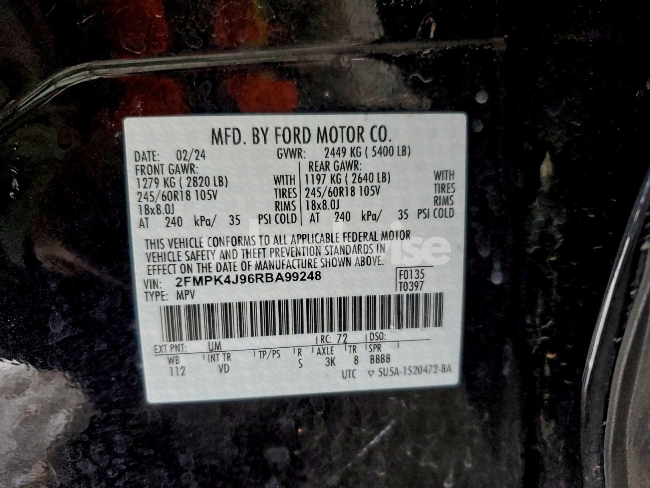 Photo 13 of 2024 FORD EDGE SEL N/A (VIN 2FMPK4J96RBA99248)