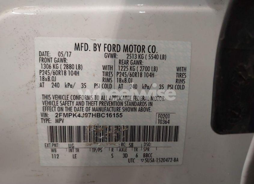 Photo 9 of 2017 Ford Edge SEL (VIN 2FMPK4J97HBC16155)