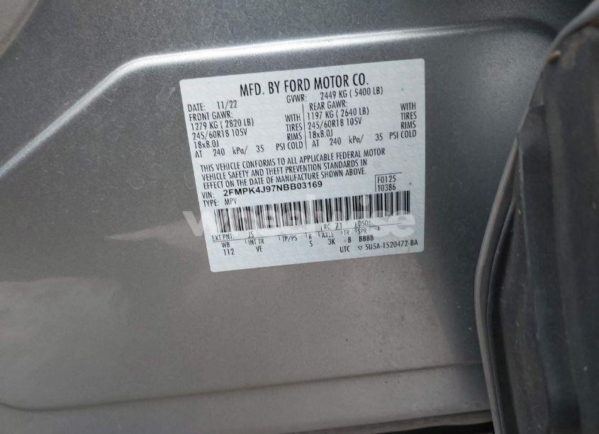 Photo 9 of 2022 Ford Edge SEL (VIN 2FMPK4J97NBB03169)