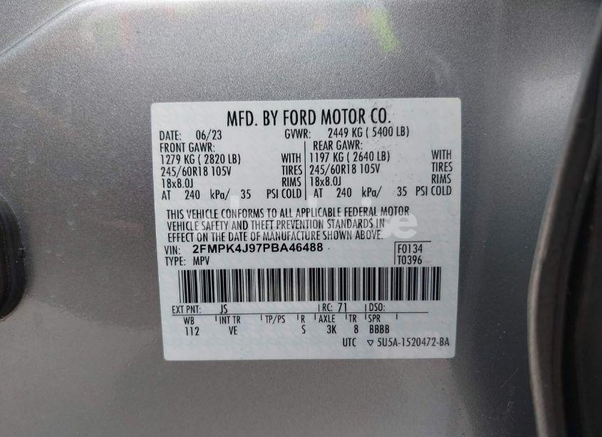 Photo 9 of 2023 Ford Edge SEL (VIN 2FMPK4J97PBA46488)