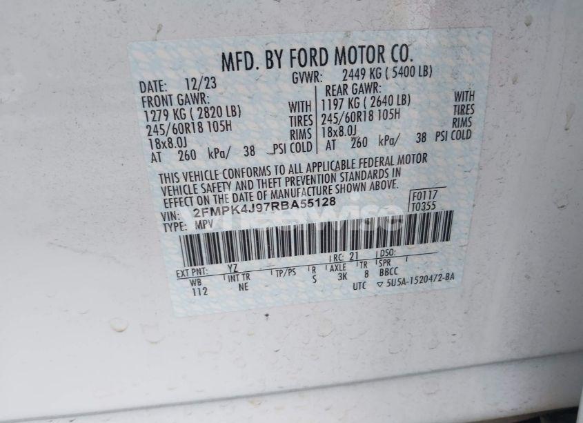 Photo 9 of 2024 Ford Edge SEL (VIN 2FMPK4J97RBA55128)