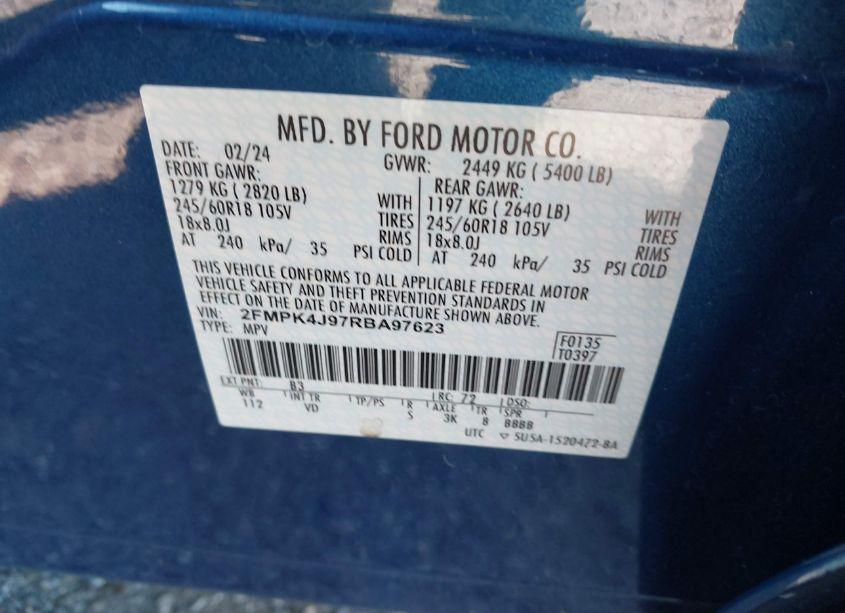 Photo 9 of 2024 Ford Edge SEL (VIN 2FMPK4J97RBA97623)