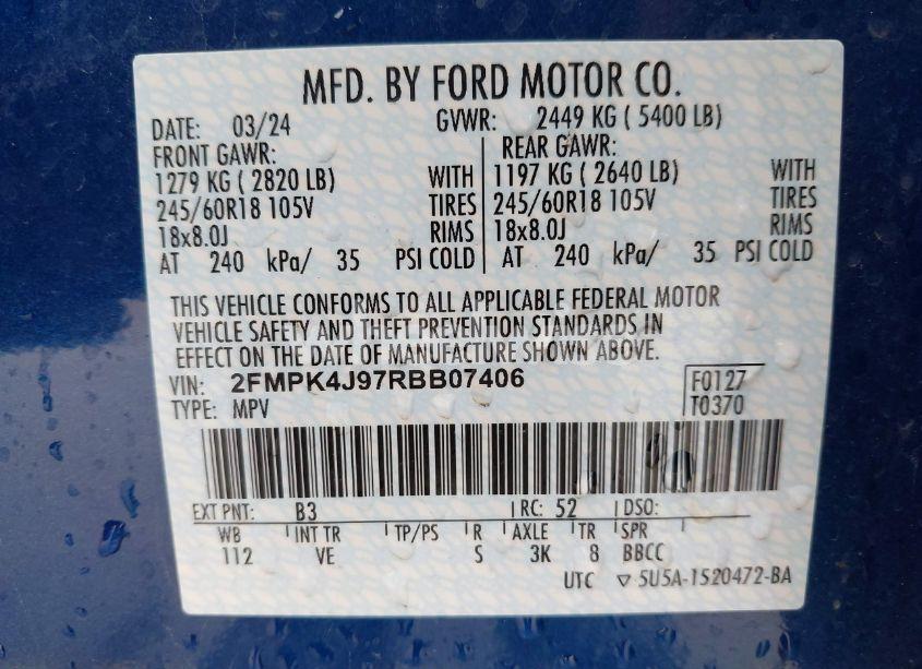 Photo 9 of 2024 Ford Edge SEL (VIN 2FMPK4J97RBB07406)