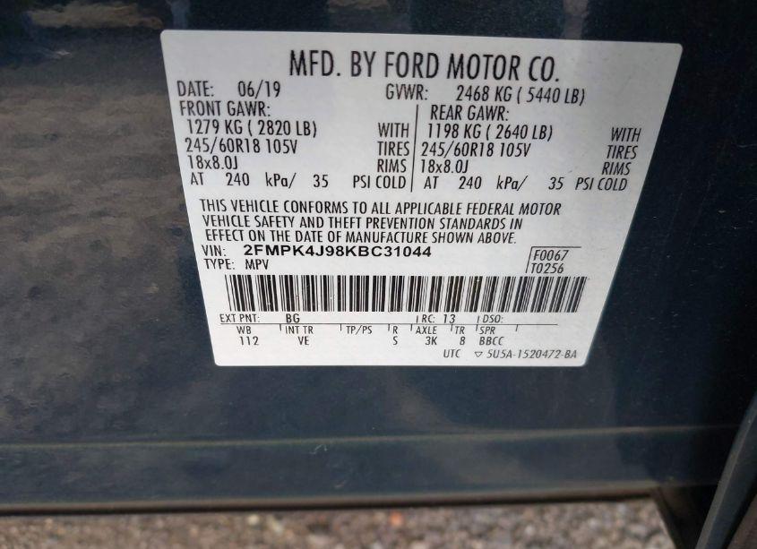 Photo 9 of 2019 Ford Edge SEL (VIN 2FMPK4J98KBC31044)