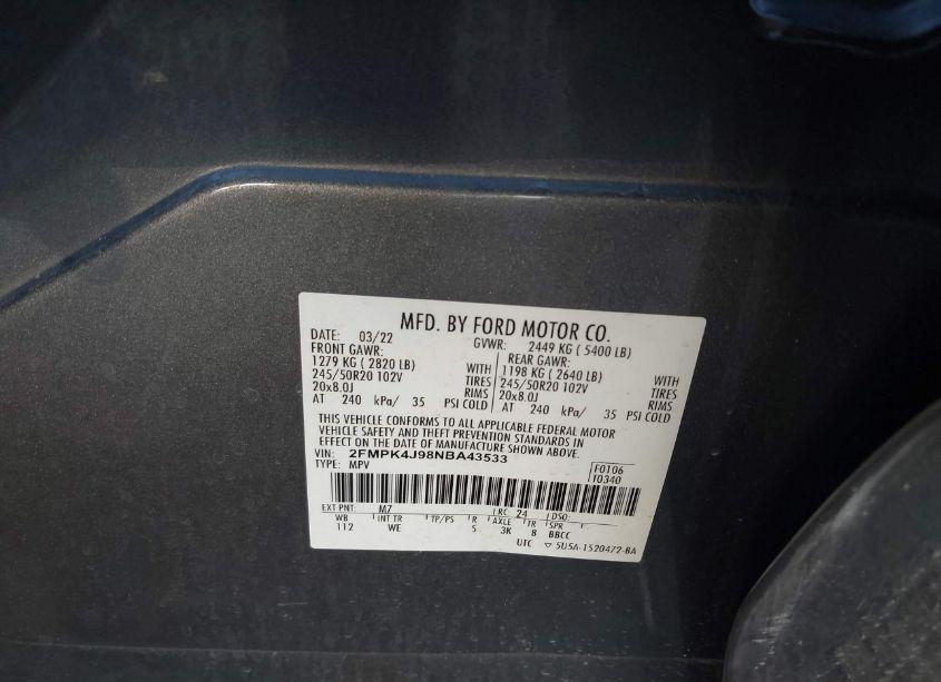 Photo 9 of 2022 Ford Edge ST-LINE (VIN 2FMPK4J98NBA43533)