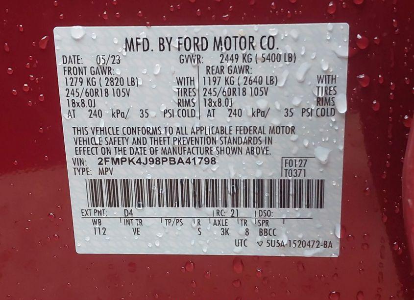 Photo 9 of 2023 Ford Edge SEL (VIN 2FMPK4J98PBA41798)