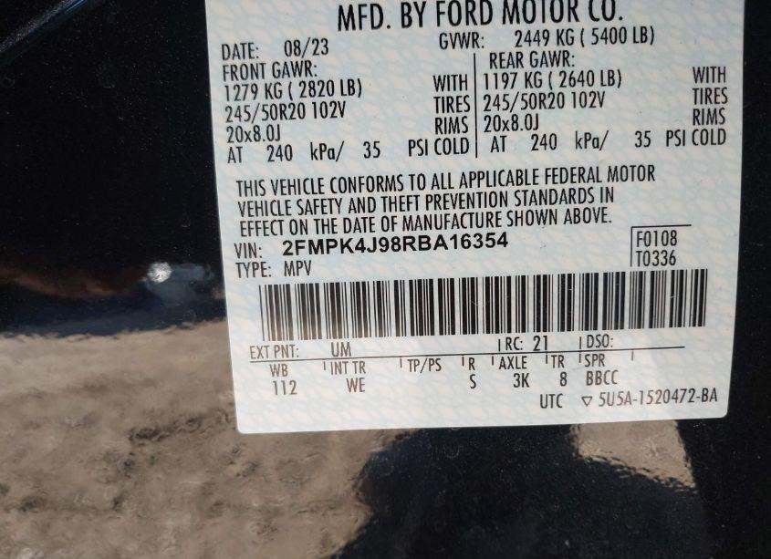 Photo 9 of 2024 Ford Edge ST-LINE (VIN 2FMPK4J98RBA16354)