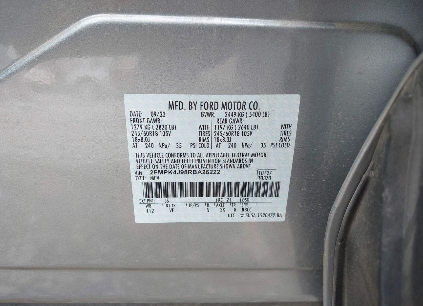 Photo 9 of 2024 Ford Edge SEL (VIN 2FMPK4J98RBA26222)