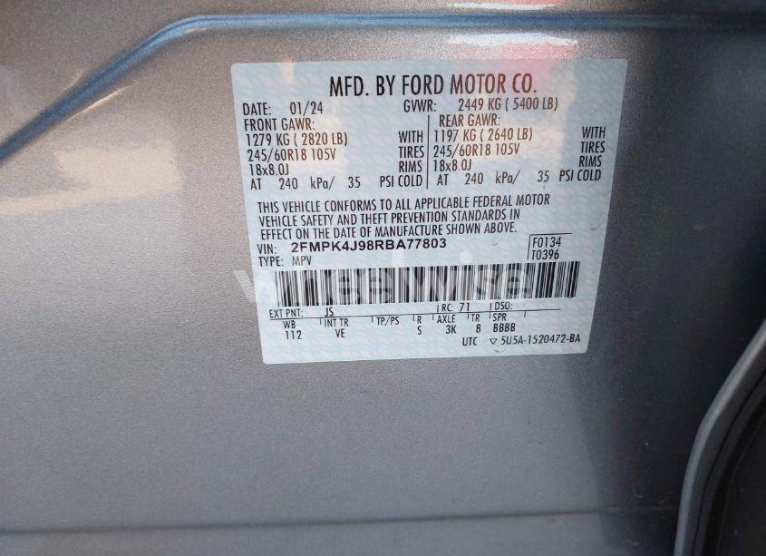 Photo 9 of 2024 Ford Edge SEL (VIN 2FMPK4J98RBA77803)