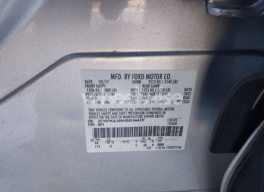 Photo 9 of 2017 Ford Edge SEL (VIN 2FMPK4J99HBB54435)