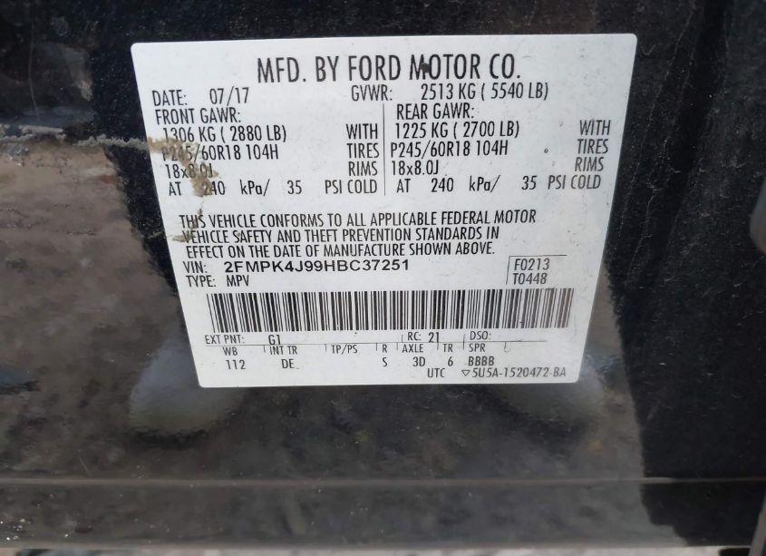 Photo 9 of 2017 Ford Edge SEL (VIN 2FMPK4J99HBC37251)