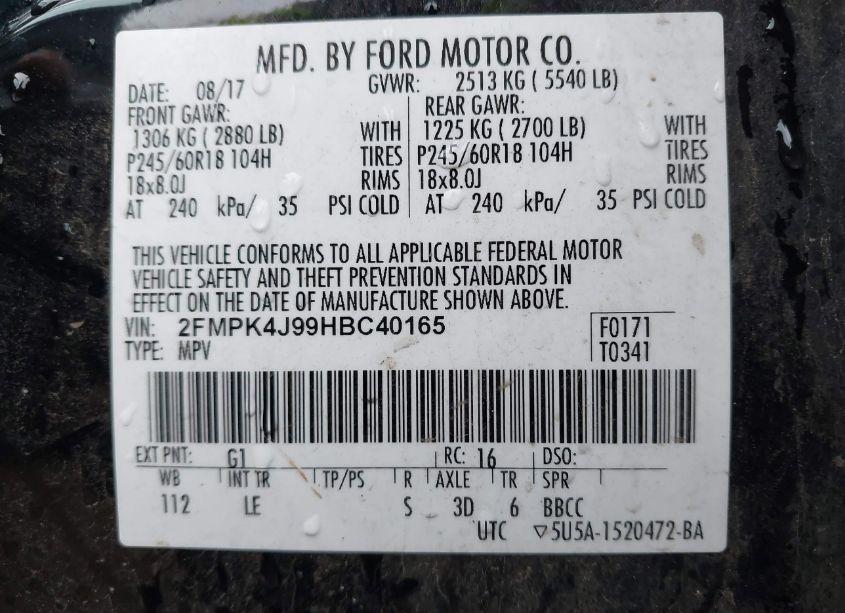 Photo 9 of 2017 Ford Edge SEL (VIN 2FMPK4J99HBC40165)