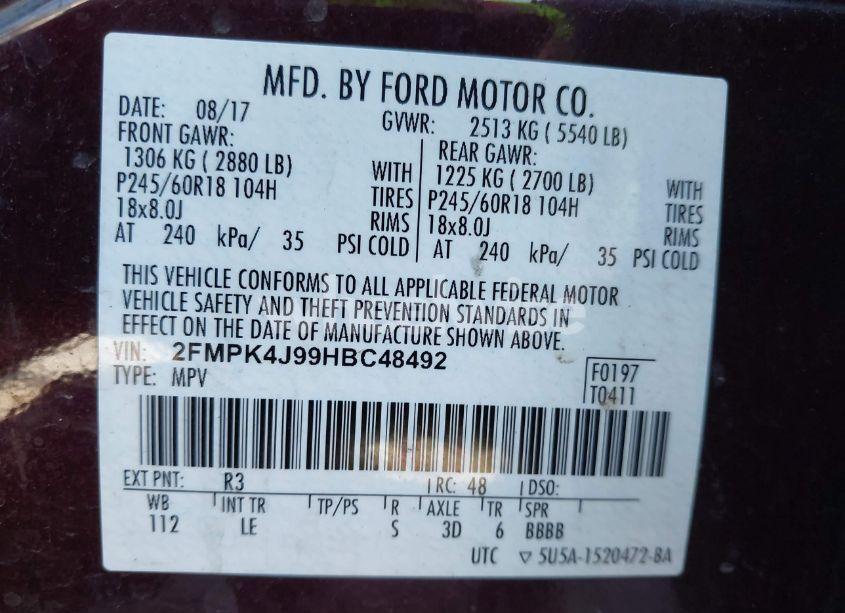 Photo 9 of 2017 Ford Edge SEL (VIN 2FMPK4J99HBC48492)