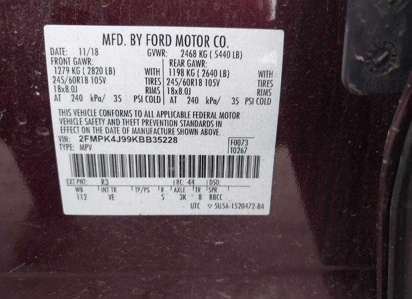 Photo 9 of 2019 Ford Edge SEL (VIN 2FMPK4J99KBB35228)