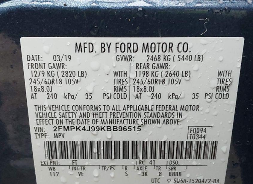 Photo 9 of 2019 Ford Edge SEL (VIN 2FMPK4J99KBB96515)
