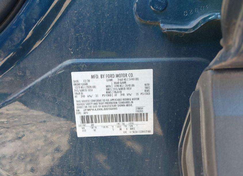 Photo 9 of 2020 Ford Edge SEL (VIN 2FMPK4J99LBB56095)