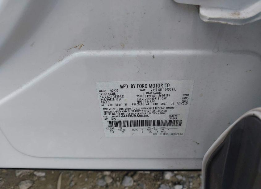 Photo 9 of 2022 Ford Edge SEL (VIN 2FMPK4J99NBA30435)