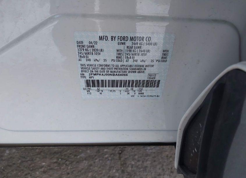 Photo 9 of 2022 Ford Edge SEL (VIN 2FMPK4J99NBA64066)