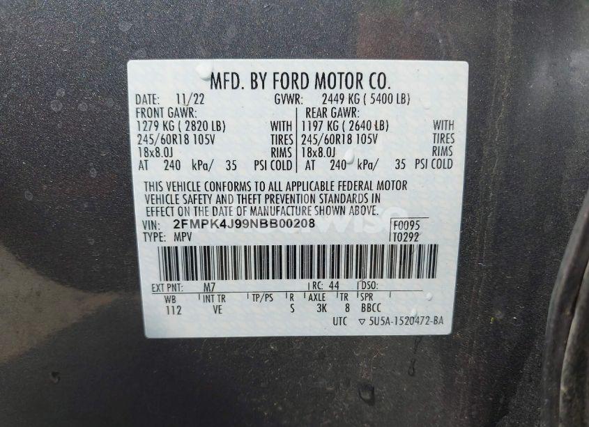 Photo 9 of 2022 Ford Edge SEL (VIN 2FMPK4J99NBB00208)
