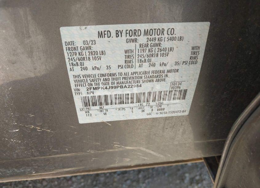 Photo 9 of 2023 Ford Edge SEL (VIN 2FMPK4J99PBA22984)