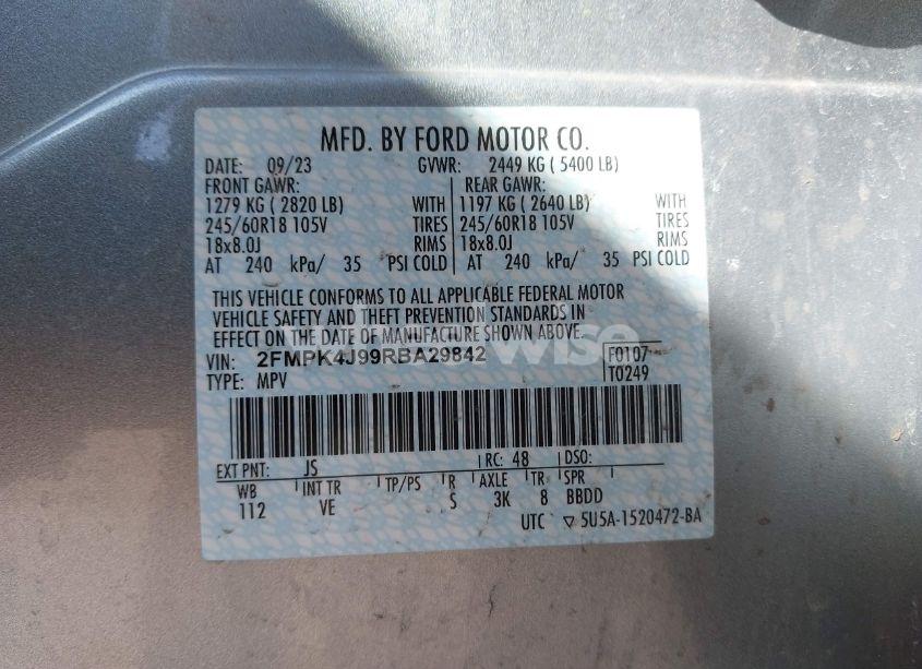 Photo 9 of 2024 Ford Edge SEL (VIN 2FMPK4J99RBA29842)