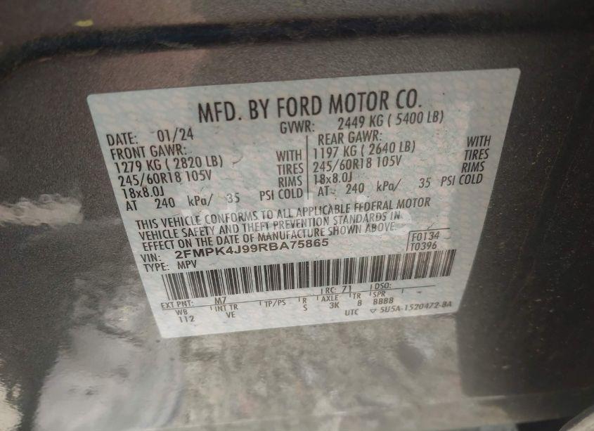 Photo 9 of 2024 Ford Edge SEL (VIN 2FMPK4J99RBA75865)