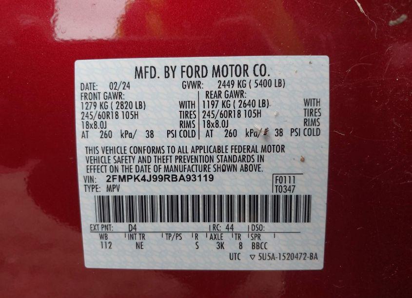 Photo 9 of 2024 Ford Edge SEL (VIN 2FMPK4J99RBA93119)