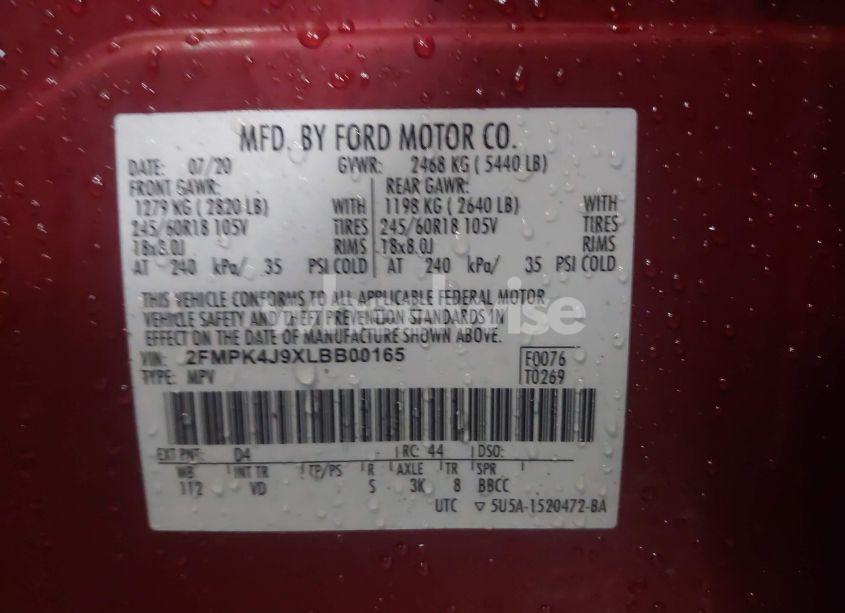 Photo 9 of 2020 Ford Edge SEL (VIN 2FMPK4J9XLBB00165)