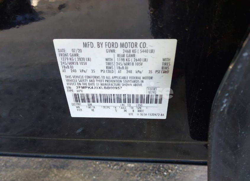 Photo 9 of 2020 Ford Edge SEL (VIN 2FMPK4J9XLBB00957)