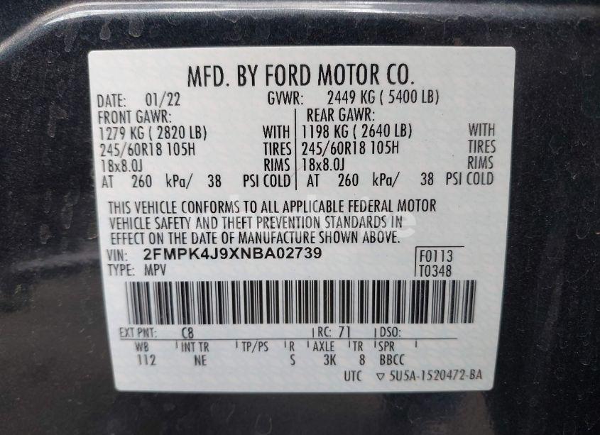 Photo 9 of 2022 Ford Edge SEL (VIN 2FMPK4J9XNBA02739)