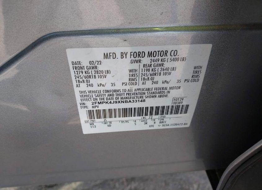 Photo 9 of 2022 Ford Edge SEL (VIN 2FMPK4J9XNBA33148)