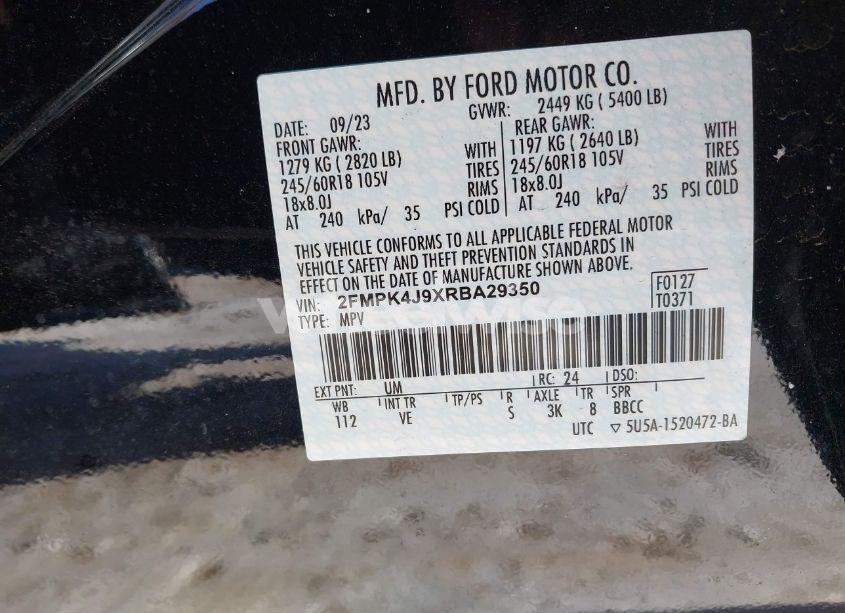 Photo 9 of 2024 Ford Edge SEL (VIN 2FMPK4J9XRBA29350)