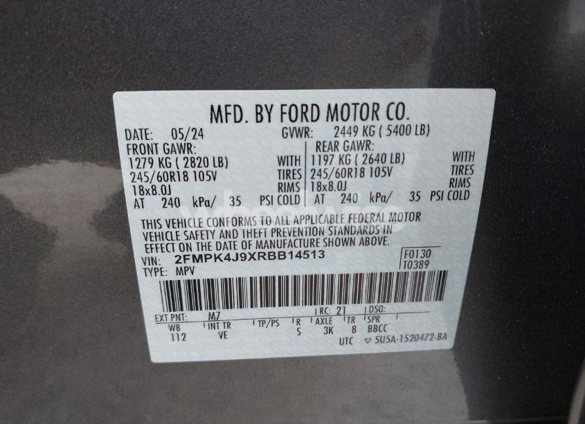 Photo 9 of 2024 Ford Edge SEL (VIN 2FMPK4J9XRBB14513)