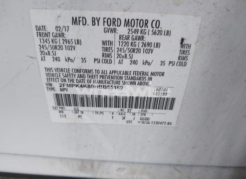 Photo 9 of 2017 Ford Edge TITANIUM (VIN 2FMPK4K80HBB55169)