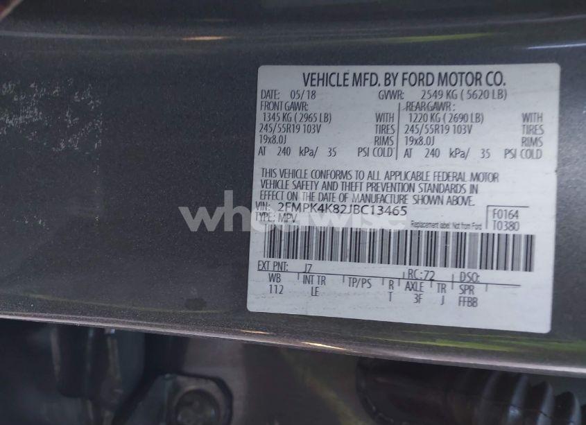 Photo 9 of 2018 Ford Edge TITANIUM (VIN 2FMPK4K82JBC13465)