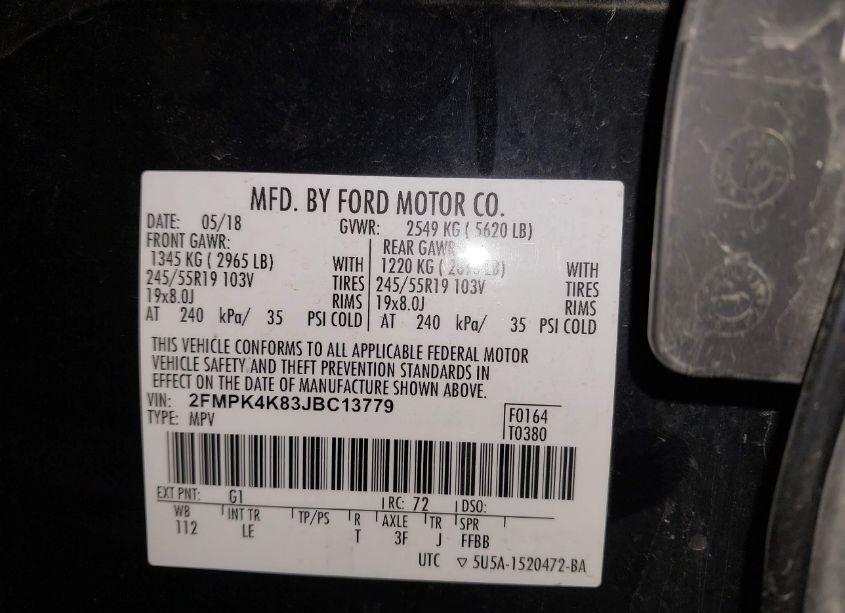 Photo 9 of 2018 Ford Edge TITANIUM (VIN 2FMPK4K83JBC13779)