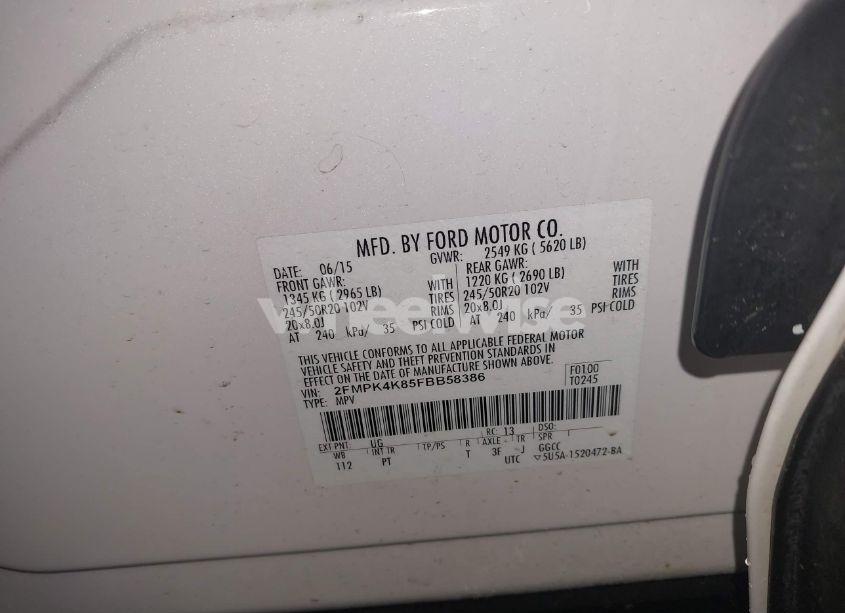 Photo 9 of 2015 Ford Edge TITANIUM (VIN 2FMPK4K85FBB58386)