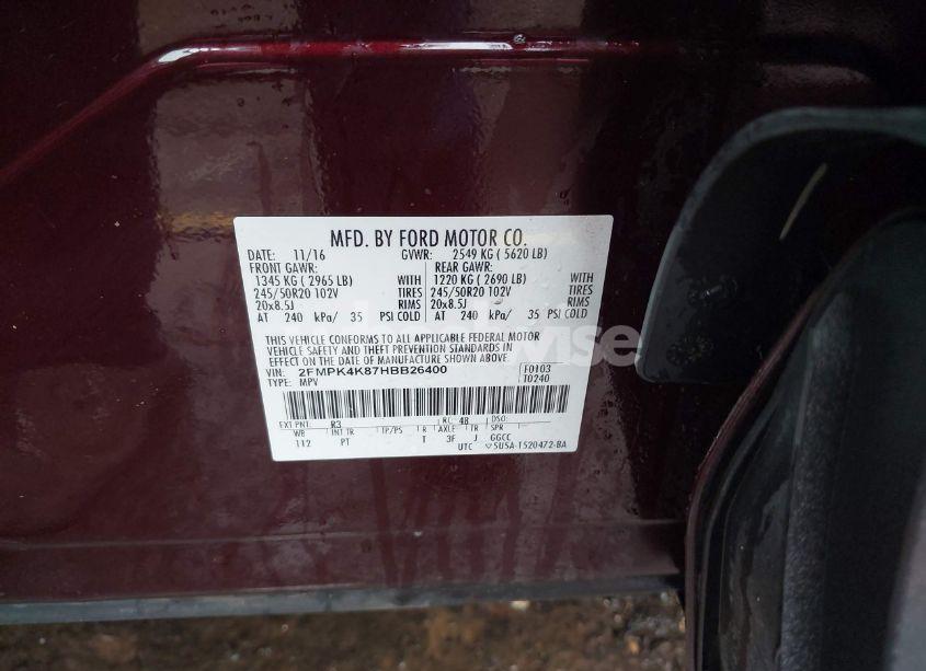 Photo 9 of 2017 Ford Edge TITANIUM (VIN 2FMPK4K87HBB26400)