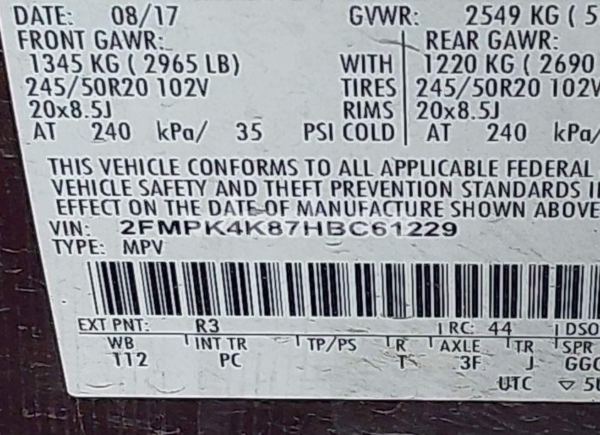 Photo 9 of 2017 Ford Edge TITANIUM (VIN 2FMPK4K87HBC61229)