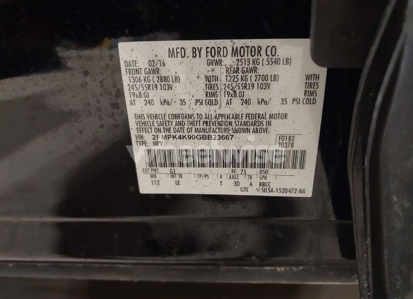 Photo 9 of 2016 Ford Edge TITANIUM (VIN 2FMPK4K90GBB23667)