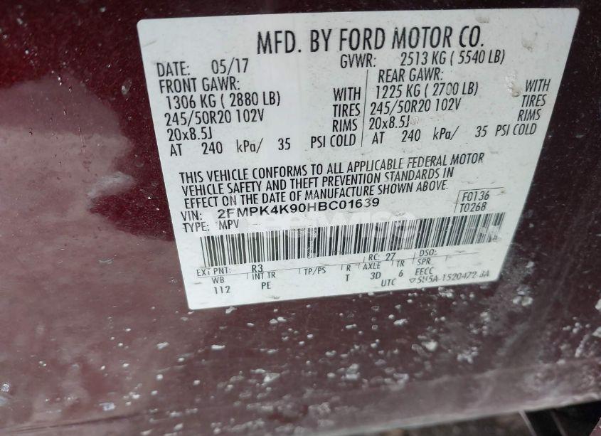 Photo 9 of 2017 Ford Edge TITANIUM (VIN 2FMPK4K90HBC01639)