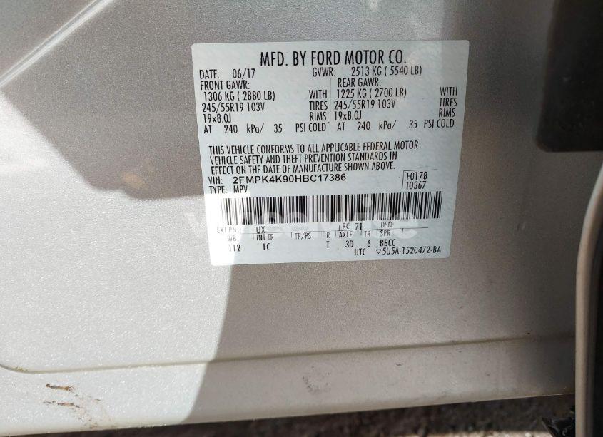 Photo 9 of 2017 Ford Edge TITANIUM (VIN 2FMPK4K90HBC17386)