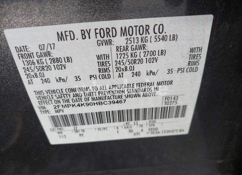 Photo 9 of 2017 Ford Edge TITANIUM (VIN 2FMPK4K90HBC39467)