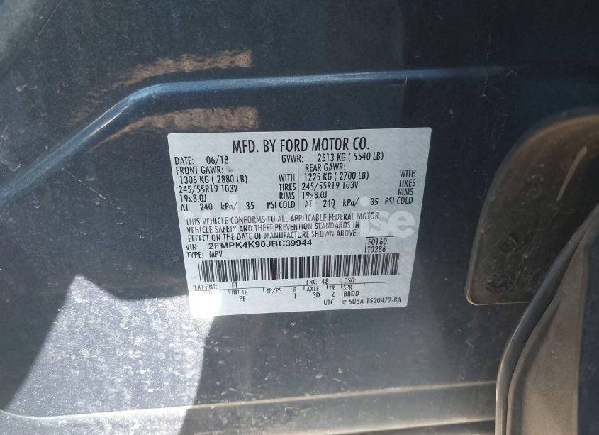 Photo 9 of 2018 Ford Edge TITANIUM (VIN 2FMPK4K90JBC39944)